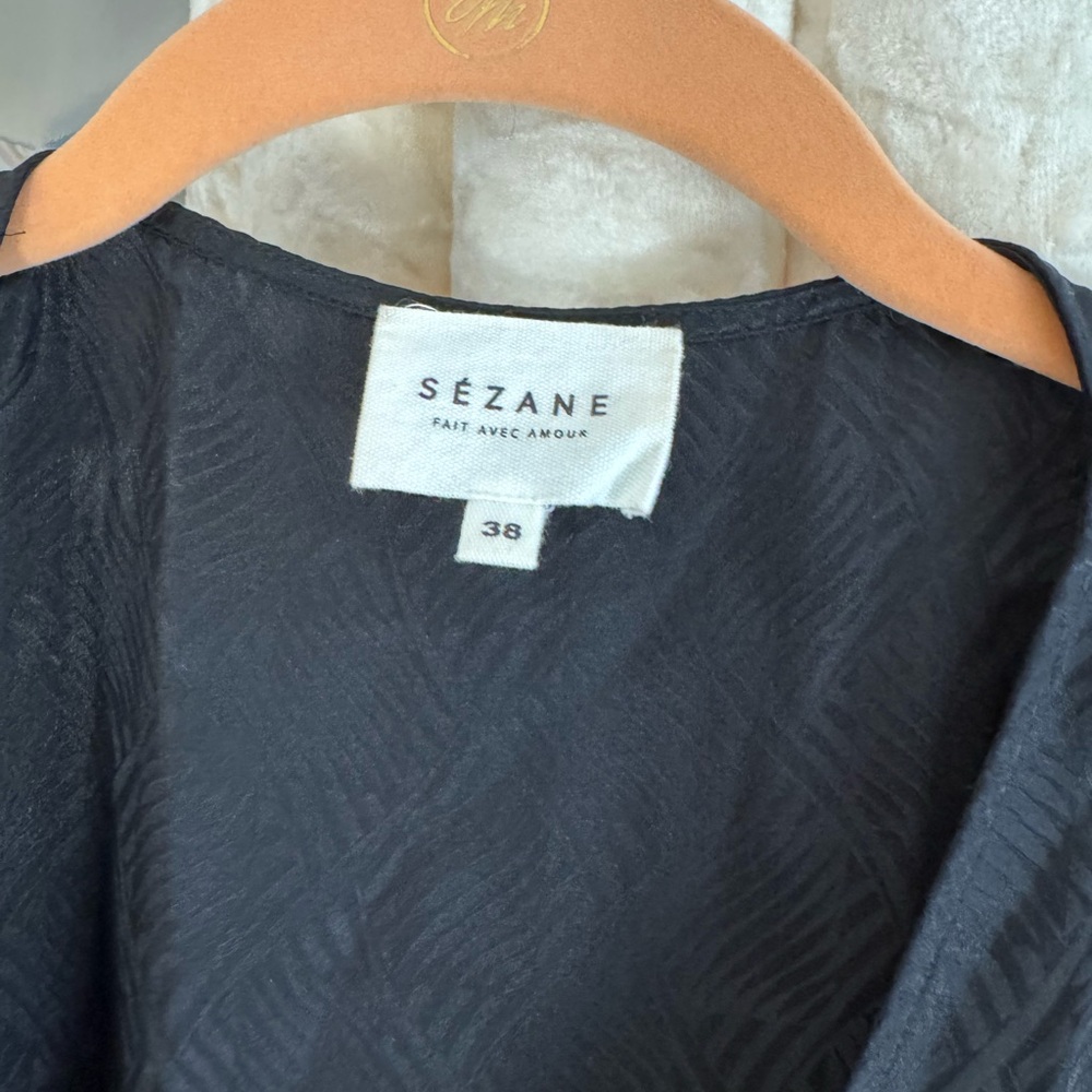 Sézane Black Wrap-around Silk Dress - Picture 4 of 12